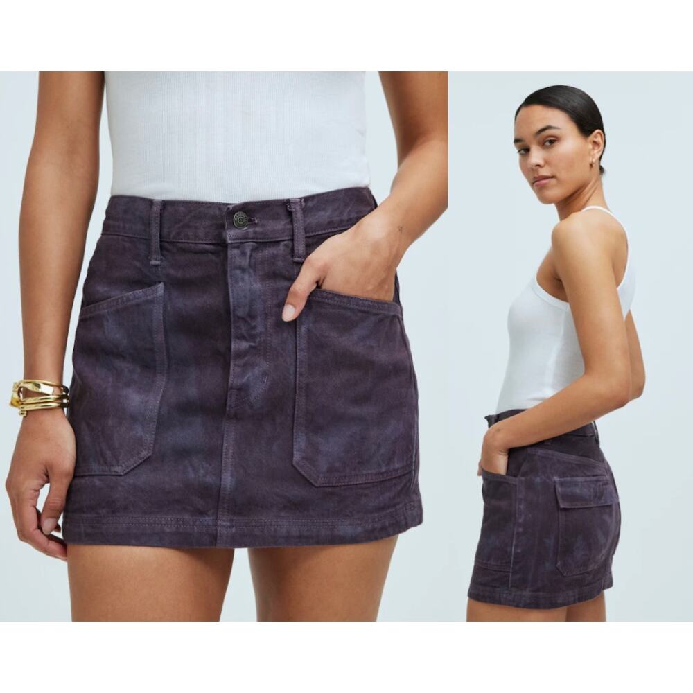 Madewell‎ x MN | Denim Patch-Pocket Micro Mini Skirt | Chalked Fig | Sz 30